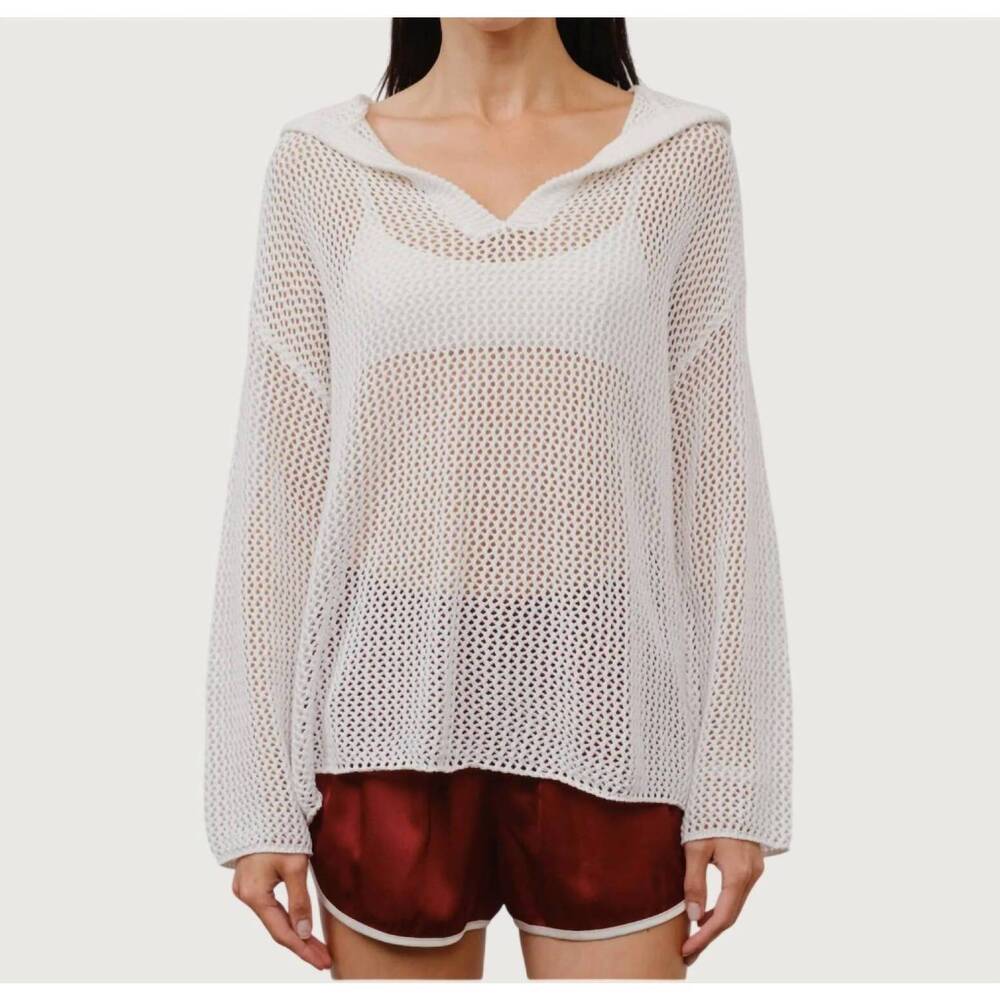 NEW LOUCIA isabel crochet hoodie in white